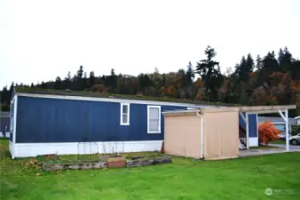 The yard space immediately behind the shed is yours! The raised beds need a little TLC to make them thrive again.