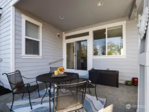 Enjoy outdoor time not matter what the weather is on this covered patio.