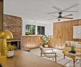 Vintage details with new carpeting and paint