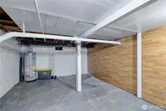 Partial finished basement great for game room, storage or flex space.