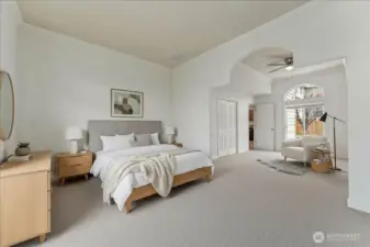 Virtual staging helps us reimagine this space as a main level guest room with reading nook.