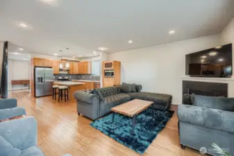 Living area looking back to kitchen space