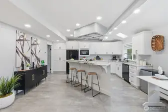 Updated kitchen with large island and breakfast bar