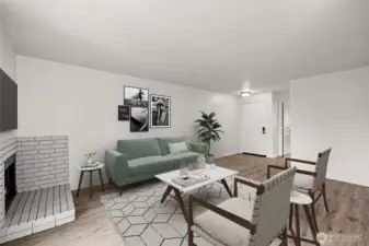 Virtually staged living room.