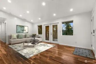 Living Room w/ French Doors to Deck