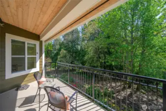 Deck is spacious with views of serenity