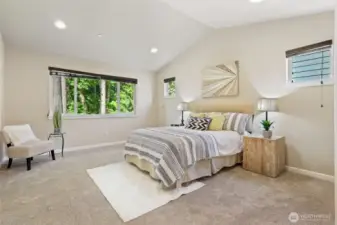 Double door entry to your Sanctuary - calm nature framed view. Fresh paint & carpet!