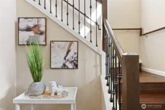 Custom Stairs - frames a great side table location.