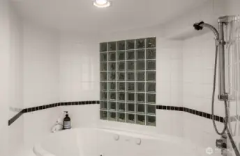 Lower level jetted tub.