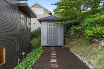 Extra storage in the backyard. New foundation and french drain was installed.