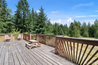 Large deck W/ Access from dining area and primary bedroom