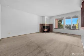 Spacious living room allows for lots of options for furniture placement.