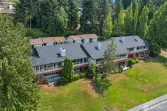 "A" Building is located to the far south in the complex, privately situated near mature landscaping and near Ballinger Park.