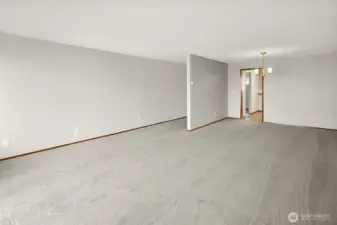 Reverse angle from living room to eating area