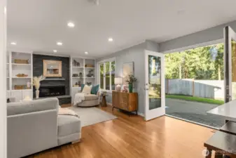 French doors lead out to the awesome backyard