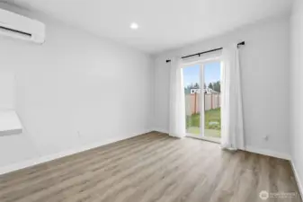 Dining area with slider out to back patio.