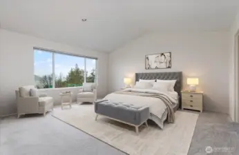 Primary Bedroom with a view!  **Virtually Staged**