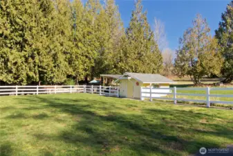 covered area next to the pond