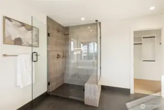 walk in tiled shower