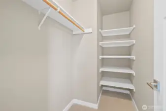 Bed #2 solid shelving in all closets