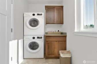 Virtually staged laundry room