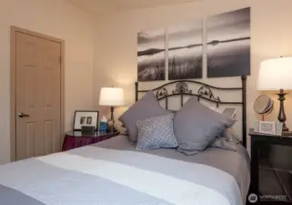 The guest bedroom is an inviting respite for visitors.