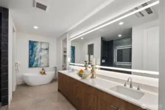 Dual Vanity w/ Adjustable Mirror.