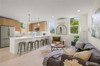 Large kitchen with island, ample storage, and tons of counter space