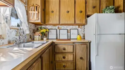 Tons of cabinets and countertop space!