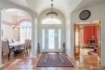entry looking back at front door, dining room and parlor