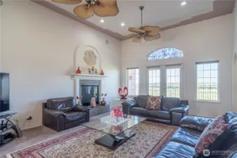 living room with gas fireplace