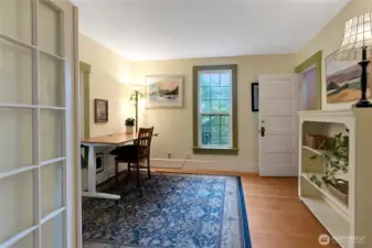 Office with french doors off of the living room.