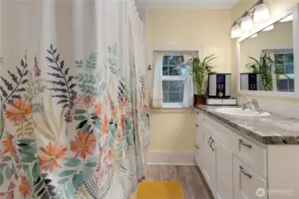 Updated main floor bathroom with a deep tup for soaking!