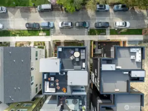 On a quiet street with lots of free parking