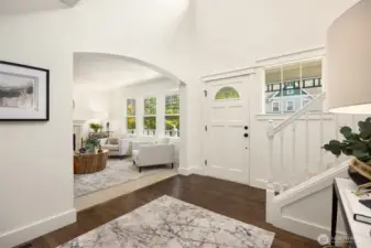 Vaulted ceiling add to the bright, open feel.