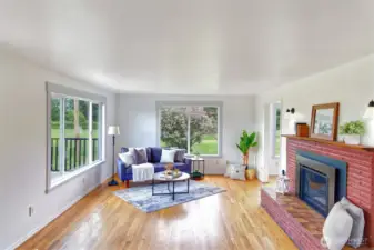 Family Room with large picture windows that look toward the view