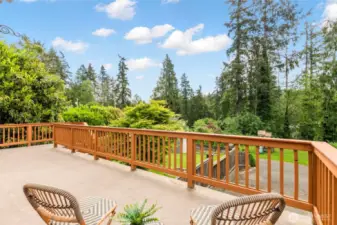 Deck off the main floor.