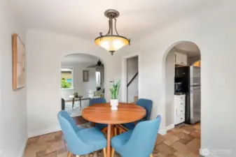 Dining room connected to the kitchen and living room.