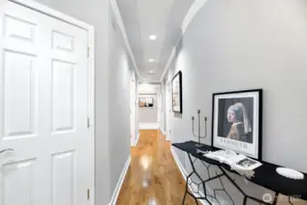 Nicely appointed French door entry hall. This space offers a welcoming first impression with tasteful finishes and thoughtful design elements, creating a harmonious transition into the home.