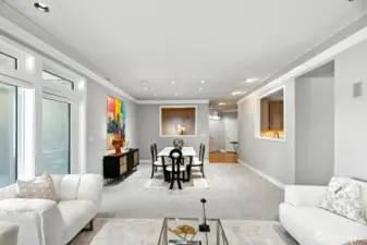 Living and dining areas are conveniently connected.