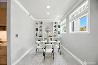 Cozy nook for small meals, coffee and conversation.