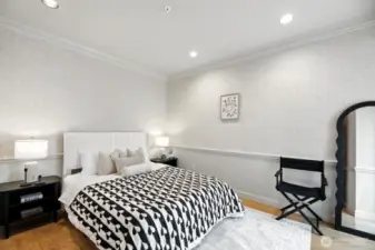 Comfortable guest room, with private patio adds to its charm. The patio offers a relaxing space for guests to enjoy the outdoors.