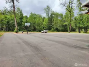Large Paved Driveway in front of Garages