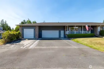 Unit A, 1710 E. Highland Ave, offers 3 bedrooms and 2 baths with 1629 square feet of living space. RV garage to the left has been converted into storage in front and a small rec room space accessible from inside the garage.