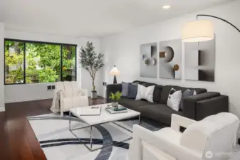 Lovely view to the landscaped front Patio.