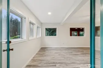 French Doors from Living Space Open to Exterior Stairs