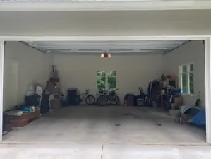 Finished garage with window light.