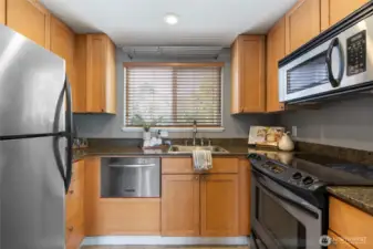 Updated kitchen with stainless steel appliances