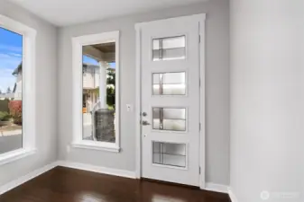 Entrance with light infused multipurpose area.