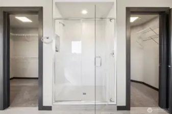 Double closets ... his & hers ... whatever you call them, they are grand, along with the amazing oversized walk-in shower!